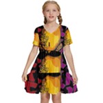 Xtreme Skateboard Graffiti Kids  Short Sleeve Tiered Mini Dress