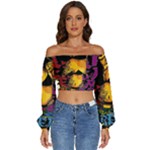 Xtreme Skateboard Graffiti Long Sleeve Crinkled Weave Crop Top