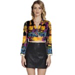 Xtreme Skateboard Graffiti Long Sleeve Tie Back Satin Wrap Top