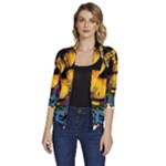 Xtreme Skateboard Graffiti Women s Draped Front 3/4 Sleeve Shawl Collar Jacket