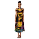 Xtreme Skateboard Graffiti Sleeveless Cross Front Cocktail Midi Chiffon Dress