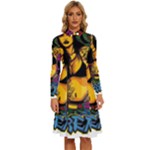 Xtreme Skateboard Graffiti Long Sleeve Shirt Collar A-Line Dress