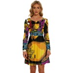 Xtreme Skateboard Graffiti Long Sleeve Wide Neck Velvet Dress