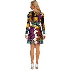 Long Sleeve Wide Neck Velvet Dress 