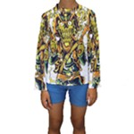 Cowboy Skeleton With Gun Illustration Kids  Long Sleeve Swimwear