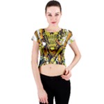 Cowboy Skeleton With Gun Illustration Crew Neck Crop Top