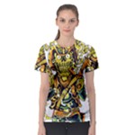 Cowboy Skeleton With Gun Illustration Women s Sport Mesh T-Shirt