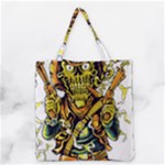 Cowboy Skeleton With Gun Illustration Grocery Tote Bag