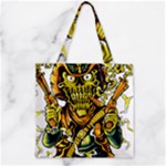 Cowboy Skeleton With Gun Illustration Zipper Grocery Tote Bag