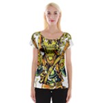 Cowboy Skeleton With Gun Illustration Cap Sleeve Top