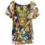 Cowboy Skeleton With Gun Illustration Women s Oversized T-Shirt