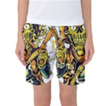 Cowboy Skeleton With Gun Illustration Women s Basketball Shorts