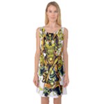 Cowboy Skeleton With Gun Illustration Sleeveless Satin Nightdress