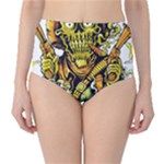 Cowboy Skeleton With Gun Illustration Classic High-Waist Bikini Bottoms