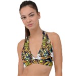 Cowboy Skeleton With Gun Illustration Halter Plunge Bikini Top