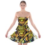 Cowboy Skeleton With Gun Illustration Strapless Bra Top Dress