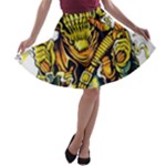 Cowboy Skeleton With Gun Illustration A-line Skater Skirt