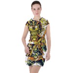 Cowboy Skeleton With Gun Illustration Drawstring Hooded Dress