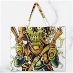 Cowboy Skeleton With Gun Illustration Zipper Large Tote Bag
