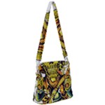 Cowboy Skeleton With Gun Illustration Zipper Messenger Bag