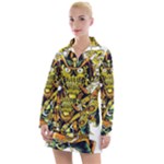 Cowboy Skeleton With Gun Illustration Women s Long Sleeve Casual Dress