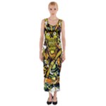 Cowboy Skeleton With Gun Illustration Fitted Maxi Dress