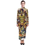 Cowboy Skeleton With Gun Illustration Turtleneck Maxi Dress