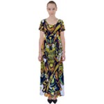 Cowboy Skeleton With Gun Illustration High Waist Short Sleeve Maxi Dress