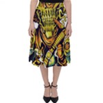 Cowboy Skeleton With Gun Illustration Classic Midi Skirt
