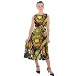 Cowboy Skeleton With Gun Illustration Midi Tie-Back Chiffon Dress
