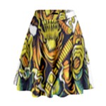 Cowboy Skeleton With Gun Illustration High Waist Skirt