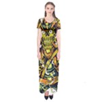 Cowboy Skeleton With Gun Illustration Short Sleeve Maxi Dress