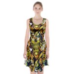 Cowboy Skeleton With Gun Illustration Racerback Midi Dress