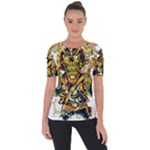 Cowboy Skeleton With Gun Illustration Shoulder Cut Out Short Sleeve Top