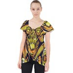 Cowboy Skeleton With Gun Illustration Lace Front Dolly Top