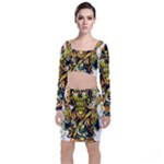 Cowboy Skeleton With Gun Illustration Top and Skirt Sets