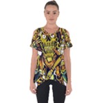 Cowboy Skeleton With Gun Illustration Cut Out Side Drop T-Shirt