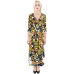 Cowboy Skeleton With Gun Illustration Quarter Sleeve Wrap Maxi Dress
