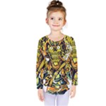 Cowboy Skeleton With Gun Illustration Kids  Long Sleeve T-Shirt