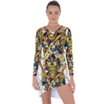 Cowboy Skeleton With Gun Illustration Asymmetric Cut-Out Shift Dress