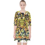 Cowboy Skeleton With Gun Illustration Quarter Sleeve Pocket Dress