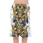 Cowboy Skeleton With Gun Illustration Short Mermaid Skirt
