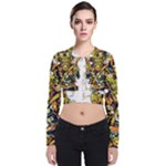 Cowboy Skeleton With Gun Illustration Long Sleeve Zip Up Bomber Jacket