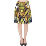 Cowboy Skeleton With Gun Illustration Velvet High Waist Skirt