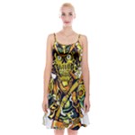 Cowboy Skeleton With Gun Illustration Spaghetti Strap Velvet Dress