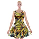 Cowboy Skeleton With Gun Illustration Velvet Skater Dress