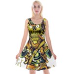 Cowboy Skeleton With Gun Illustration Reversible Velvet Sleeveless Dress