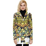 Cowboy Skeleton With Gun Illustration Button Up Hooded Coat 