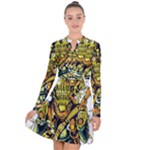 Cowboy Skeleton With Gun Illustration Long Sleeve Panel Dress