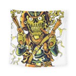 Cowboy Skeleton With Gun Illustration Square Tapestry (Small)